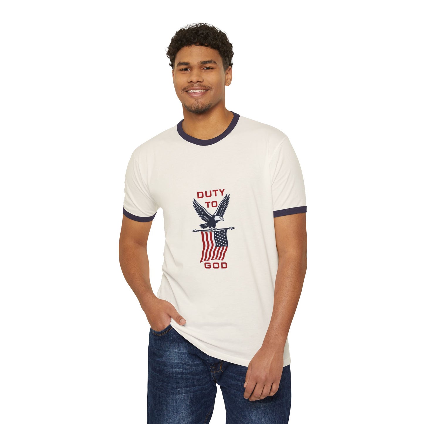 Duty to God Eagle Flag Ringer T-Shirt