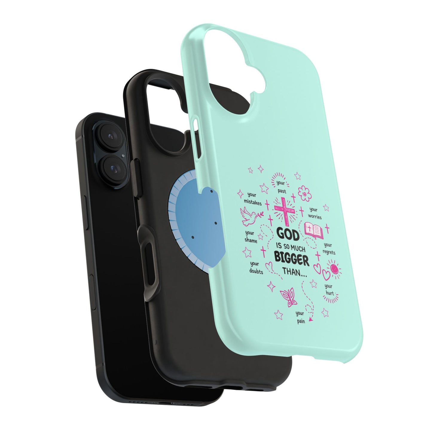 Mint Christian Phone Case — "God Is So Much Bigger Than..." Magnetic Impact-Resistant
