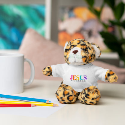 Jesus Rainbow Tee Teddy Bear - Plush Stuffed Animal with Faith Shirt