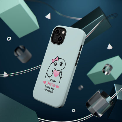 Christian Cute Heart Phone Case — "I Know Jesus Loves Me So Much" Magnetic Impact-Resistant Case
