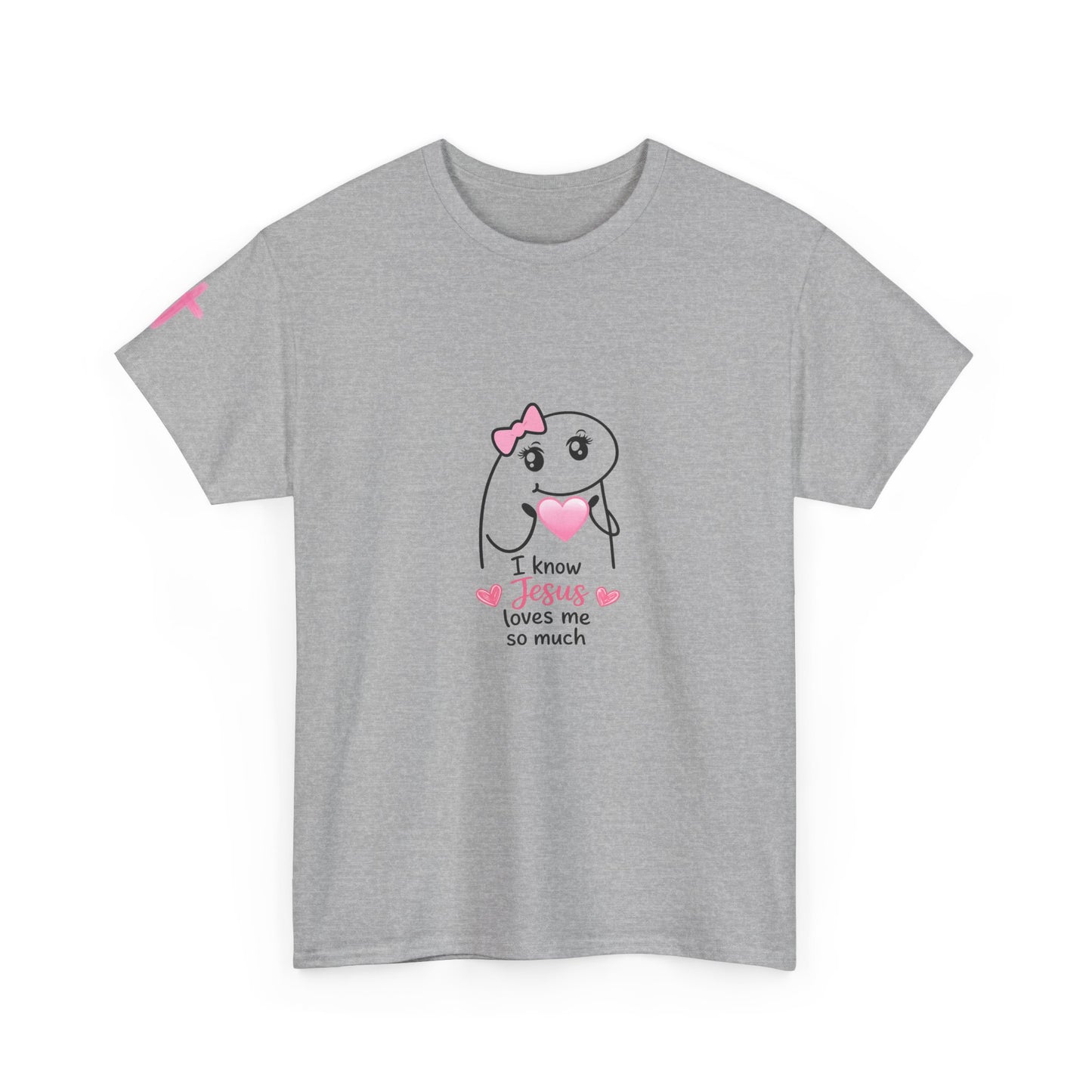 She Is Worthy T-Shirt — "I Know Jesus Loves Me" Pink Bow Christian Tee (Proverbs 31)