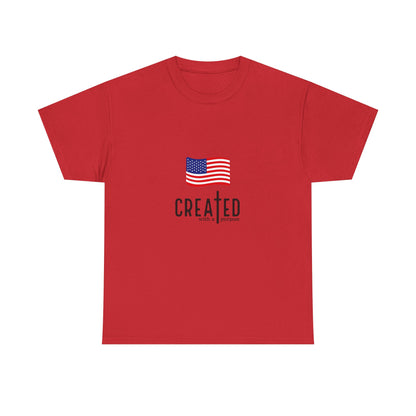 Created American Flag T‑Shirt — 'Created' Patriotic Graphic Tee