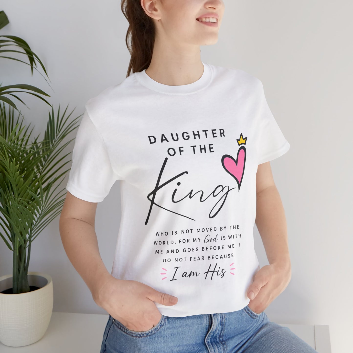 Daughter of the King T-Shirt — Faith-Based Christian Tee with Heart Crown Design