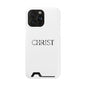 Christian Phone Card Case — Minimal 'CHRIST' Text Wallet Phone Case