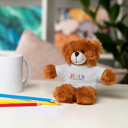 Jesus Rainbow Tee Teddy Bear - Plush Stuffed Animal with Faith Shirt