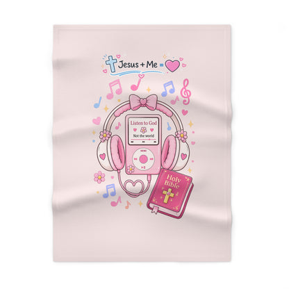 Christian Baby Blanket — "Jesus + Me" Pink Music & Bible Soft Fleece Throw