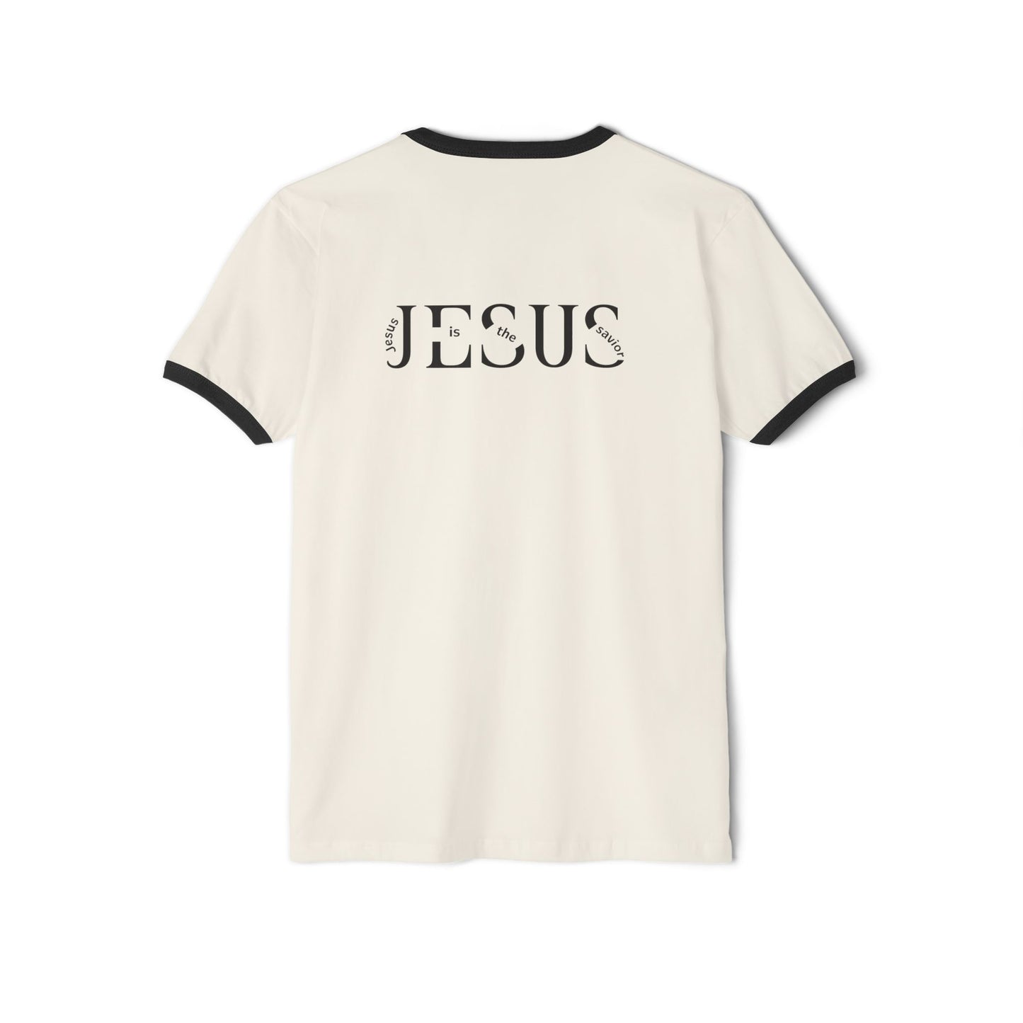 Christian Ringer T-Shirt — 'CHRIST' Front / 'JESUS' Back Religious Tee