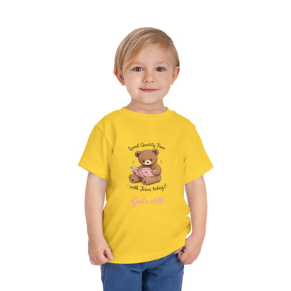 Toddler Tee — "Spend Quality Time with Jesus Today!" Bear Christian Kids Shirt