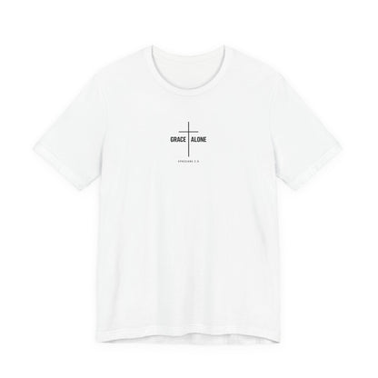 Grace Alone T-Shirt — Ephesians 2:8 Christian Cross Tee
