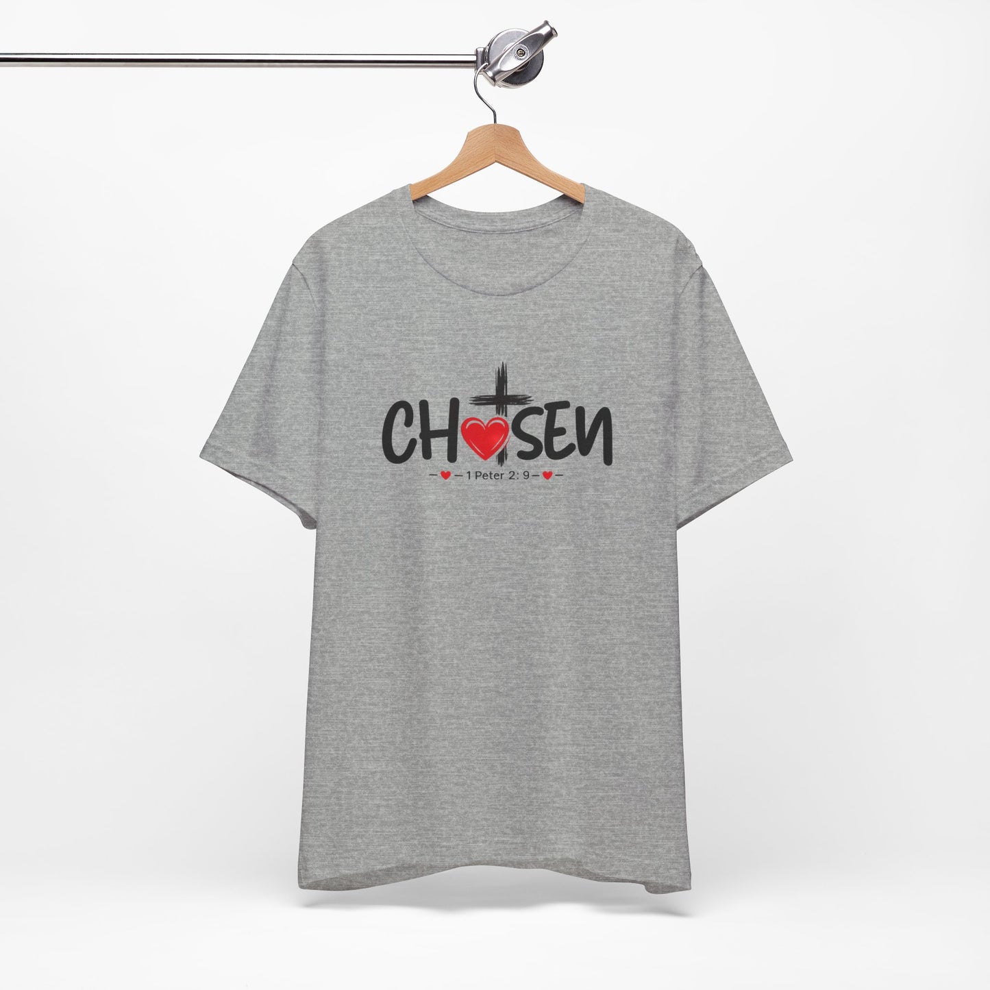 Chosen Cross Heart T-Shirt — Christian Faith Tee (1 Peter 2)