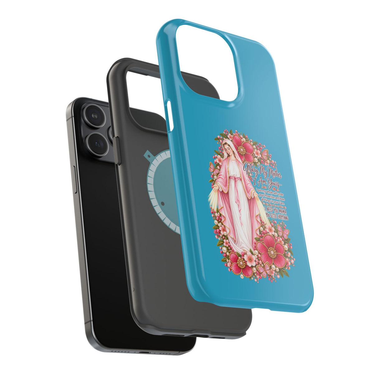 Religious Floral Phone Case — 'Blessed Virgin' Magnetic Impact-Resistant Case