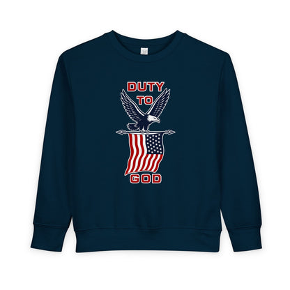 Toddler Sweatshirt - 'Duty to God' Patriotic Eagle & Flag