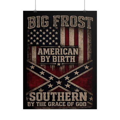 Rolled Poster — "Big Frost: American By Birth, Southern By the Grace of God" Patriotic Vintage Flag Print
