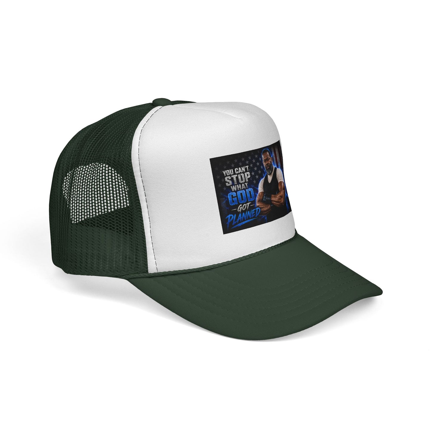Trucker Cap — "You Can't Stop What God Got Planned" Faith Mesh Hat