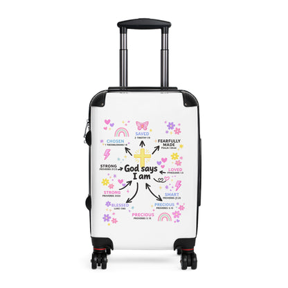 Suitcase — "God Says I Am" Inspirational Carry-On Luggage