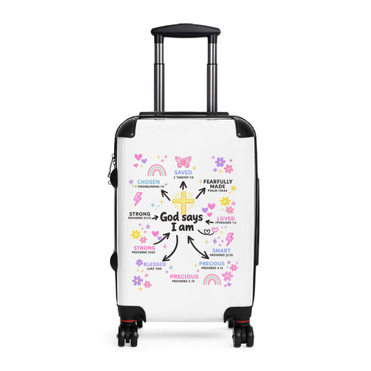 Suitcase — "God Says I Am" Inspirational Carry-On Luggage
