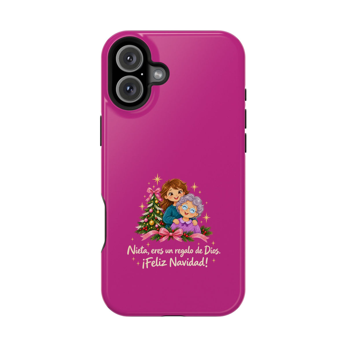 Magenta Christmas Grandma Phone Case — "Abuela, eres un regalo de Dios. ¡Feliz Navidad!" Magnetic Impact-Resistant