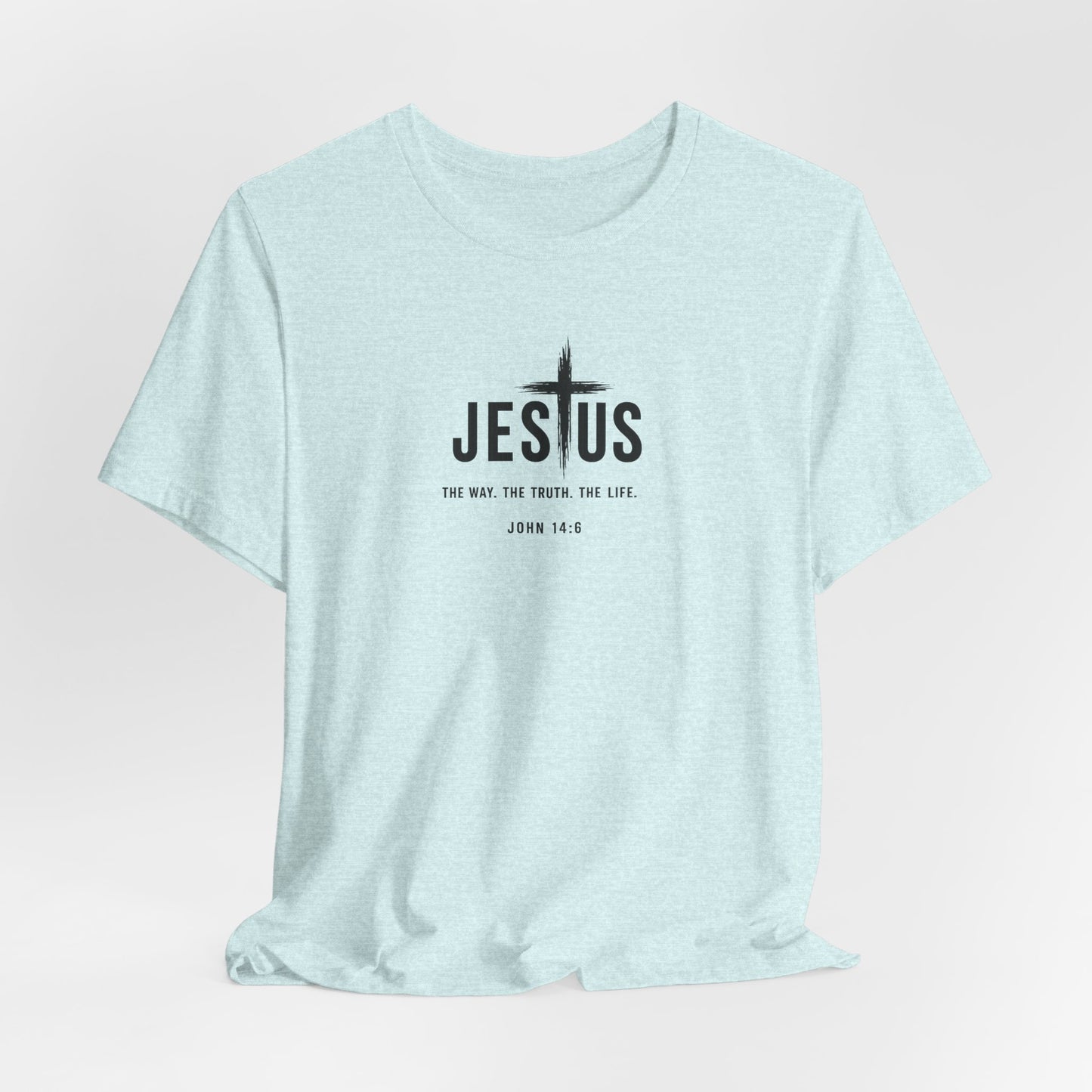 Faith Over Everything Christian Tee — "Jesus" Cross Design, John 14:6 Inspirational Shirt
