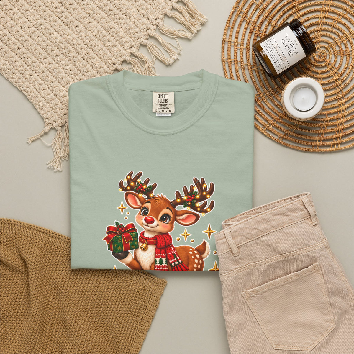 Christmas Reindeer T-Shirt — "Sweet Granddaughter You're an Answered Prayer" Holiday Tee