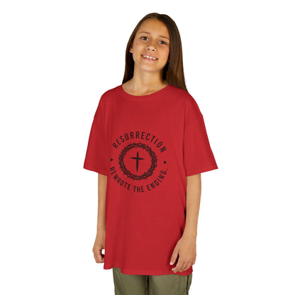 UNISEX KIDS Tee — 'Resurrection: He Wrote the Ending' Cross Graphic