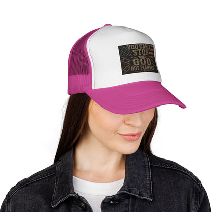 Trucker Hat - "You Can't Stop What God Got Planned" Patriotic Faith Cap