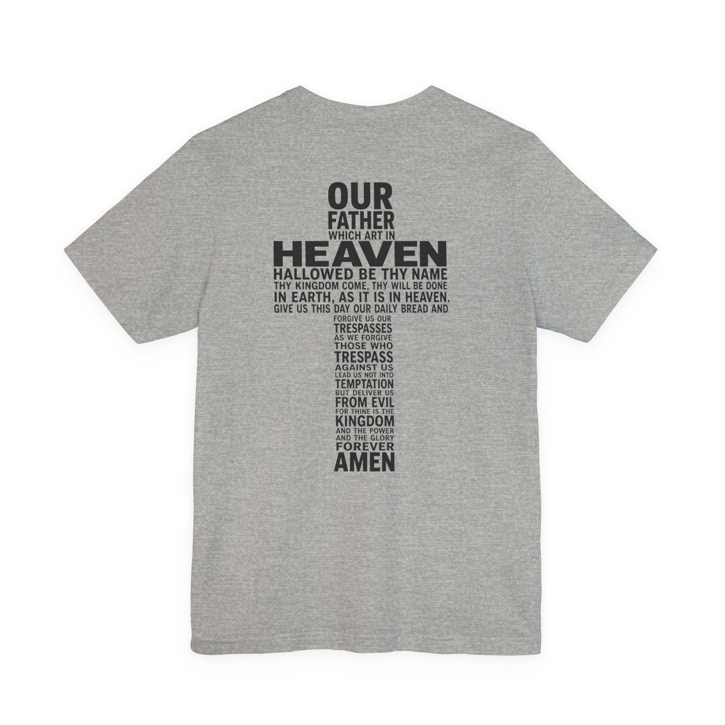 Faith Cross T‑Shirt — 'Our Father' Prayer Typography Tee