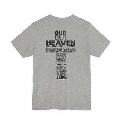 Faith Cross T‑Shirt — 'Our Father' Prayer Typography Tee