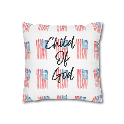 Blessed The Lord Pillowcase — Patriotic Psalm 33:12 Square Throw Pillow