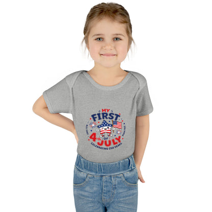 Baby Bodysuit – "My First 4th of July" Patriotic Infant Onesie