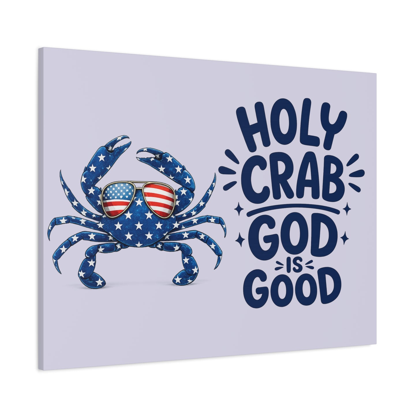 Patriotic Crab Canvas — "Holy Crab God Is Good" Wall Art