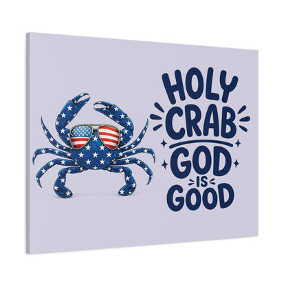 Patriotic Crab Canvas — "Holy Crab God Is Good" Wall Art
