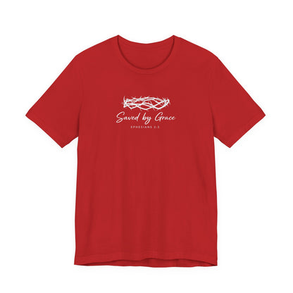 Faith Over Fear T-Shirt — "Saved by Grace" Christian Tee (Heart & Crown)