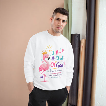 Children’s Christian Sweatshirt — “I Am A Child Of God” Flamingo Design