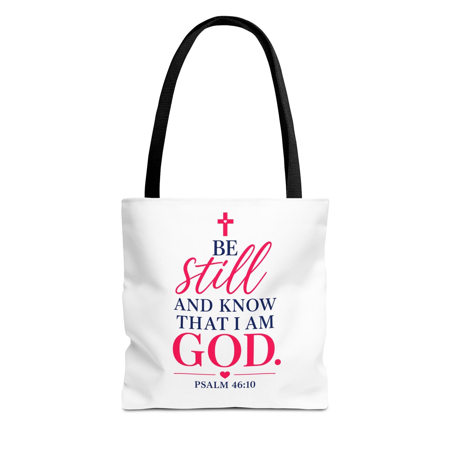 Biblical Tote Bag – “Be Still and Know That I Am God” Psalm 46:10 Inspirational Canvas Tote