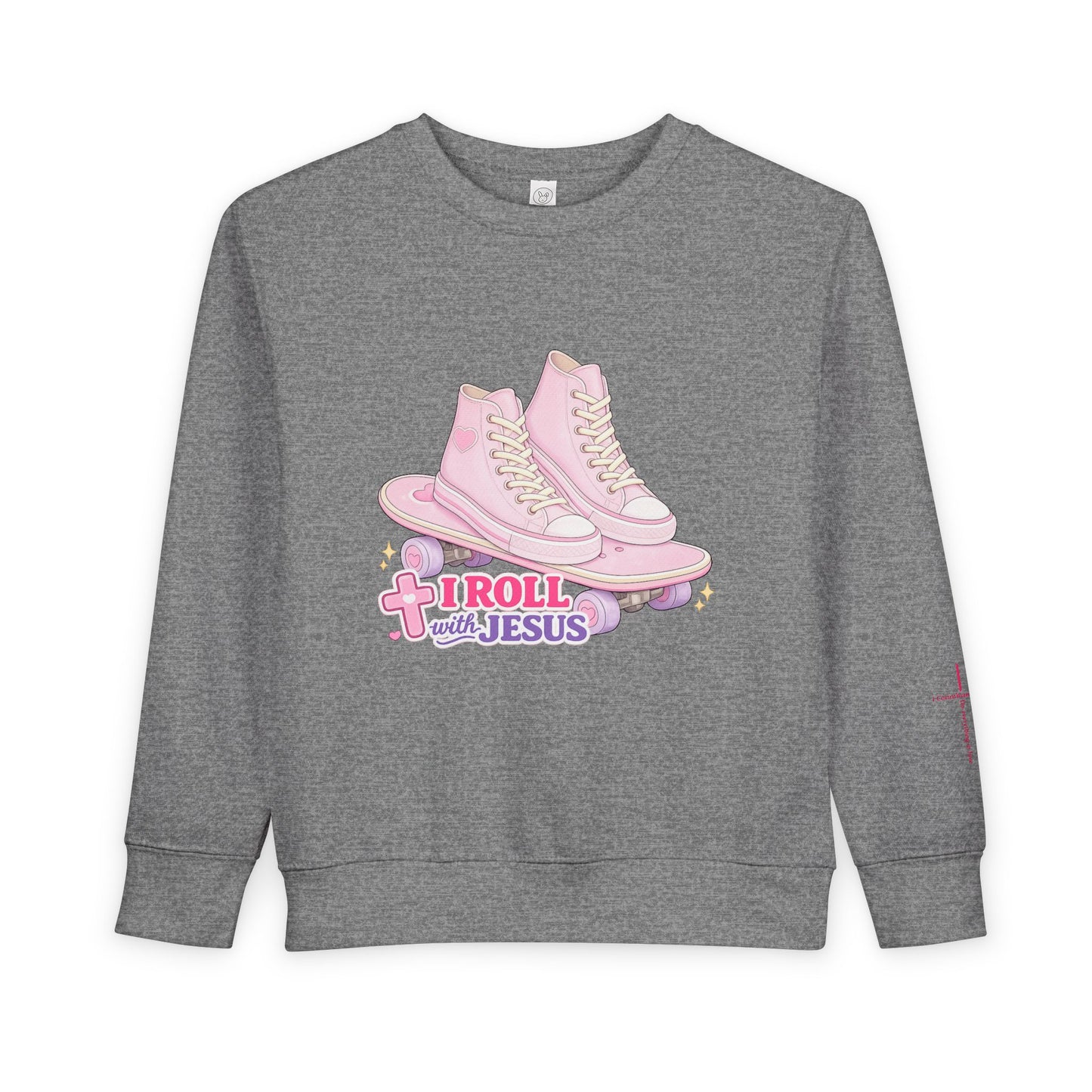 Toddler Sweatshirt — "I Roll With Jesus" Christian Toddler Tee