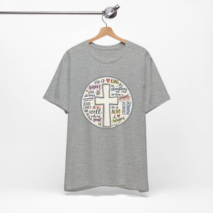 Christian Cross Faith T-Shirt — He Is Risen Inspirational Graphic Tee
