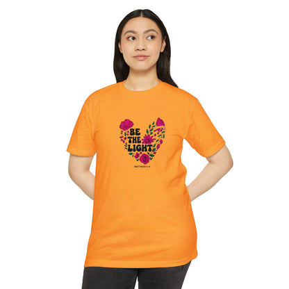Be The Light Floral T-Shirt — Matthew 5:14 Inspirational Tee
