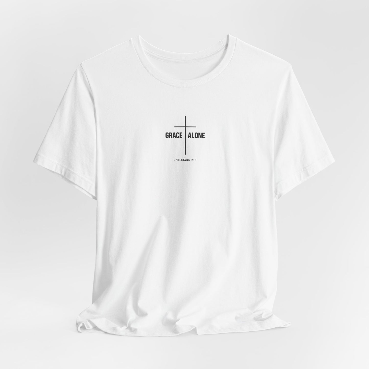 Grace Alone T-Shirt — Ephesians 2:8 Christian Cross Tee
