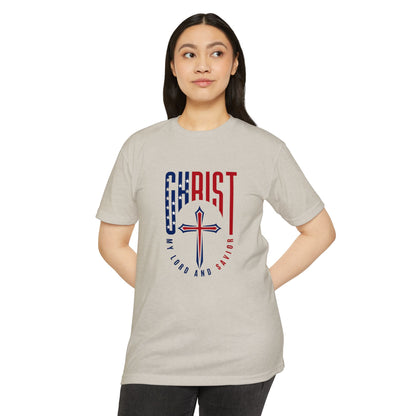 UNISEX Christ Cross T‑Shirt — My Lord and Savior Patriotic Christian Tee