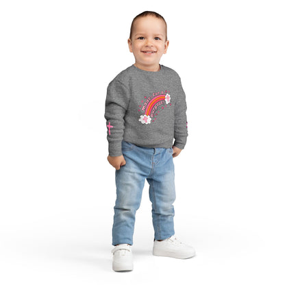 Toddler Sweatshirt — 'Made for a Purpose' Rainbow & 'God's Timing is Perfect' Pink Graphic