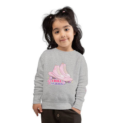 Toddler Sweatshirt — "I Roll With Jesus" Christian Toddler Tee
