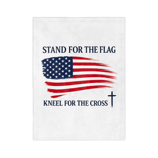 Stand for the Flag, Kneel for the Cross Velveteen Blanket