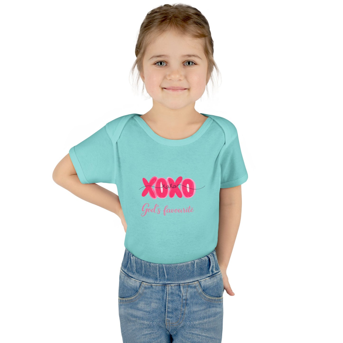 Baby Bodysuit "XOXO God's Favorite" — Cute Pink Valentine Infant Onesie