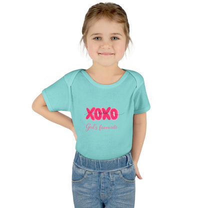 Baby Bodysuit "XOXO God's Favorite" — Cute Pink Valentine Infant Onesie