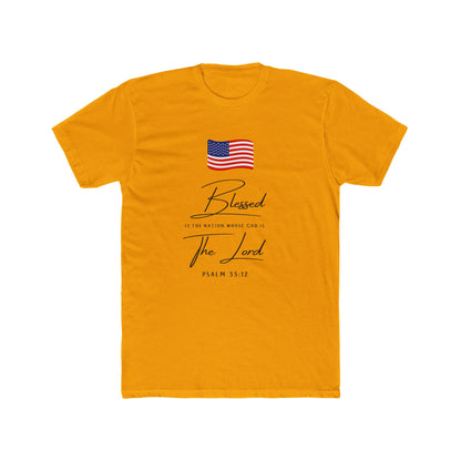Blessed by the Lord American Flag T-Shirt — Psalm 55:12 Patriotic Christian Tee