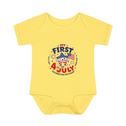 Baby Bodysuit – "My First 4th of July" Patriotic Infant Onesie