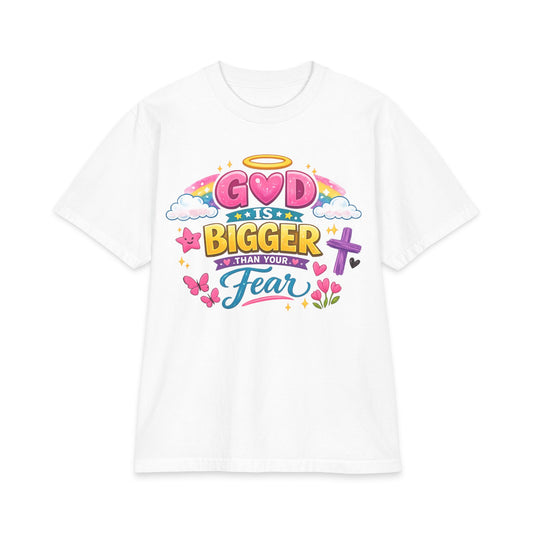 Faith Graphic T-Shirt — "God Is Bigger Than Your Fear" Inspirational Christian Tee