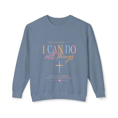 I Can Do All Things Crewneck Sweatshirt — Christian Faith & Patriotic Blessings Design