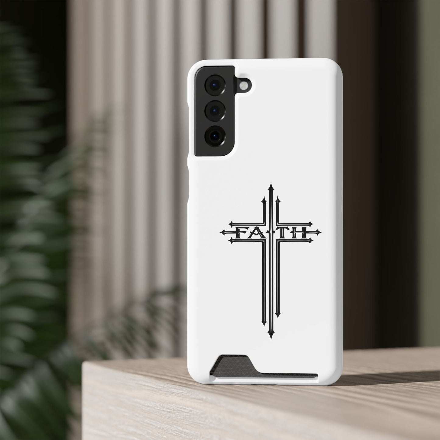 Faith Cross Phone Case with Card Holder — Slim Protective Wallet Case