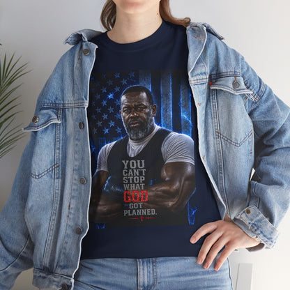 Patriotic Faith Tee — "You Can't Stop What God Has Planned"